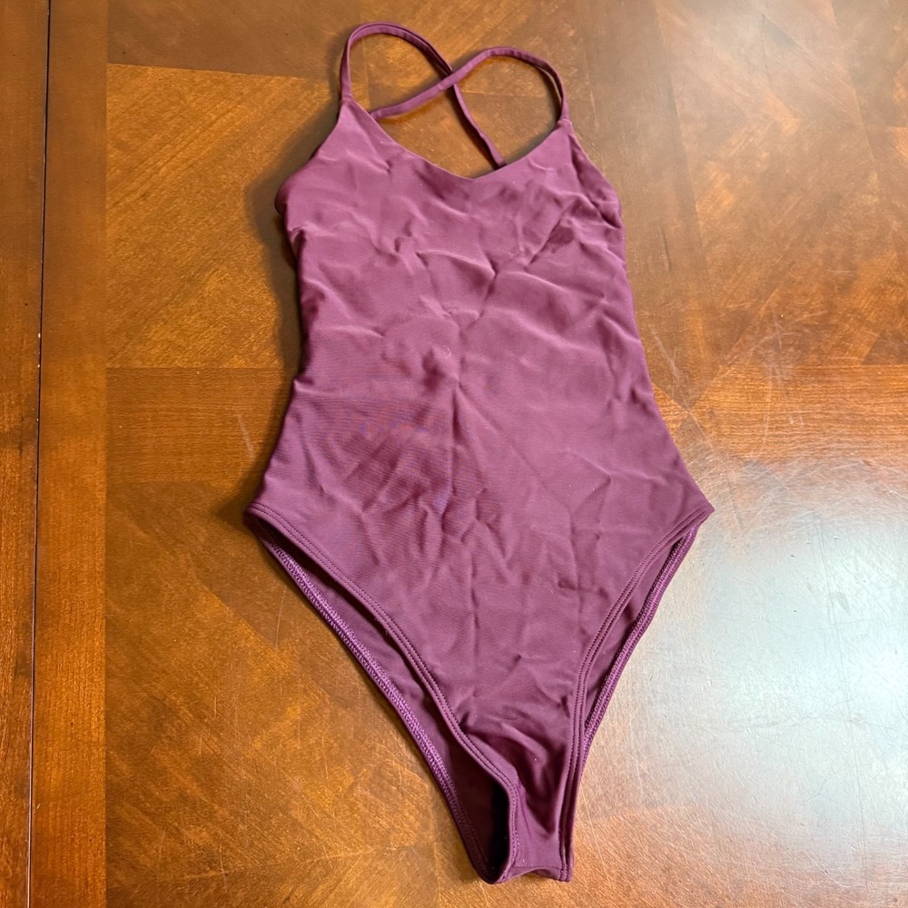 Mandalynn Purple Lace Up One Piece Swimsuit Open Back XS‎